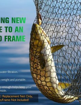 Dovesun Fishing Net Fish Landing Net Foldable Fishing Replacement Net for Freshwater Saltwater Fishing Net Replacement Netting Green/Black 2 Colors Handle/Frame Not Included