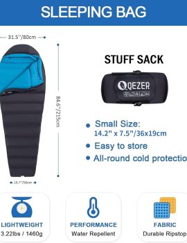 Down Sleeping Bag for Adults 0°F 10°F 15°F 20°F Backpacking Sleeping Bag for Cold Weather with Compression Sack