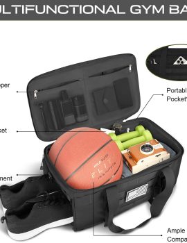 Gym Bags for Men Women, Tactical Duffle Bag Backpack with Shoe Compartment, 3 in 1 Carry on Travel Backpack with Wet Pocket, Weekender Overnight Range Bag for Workout Football Gym, Black